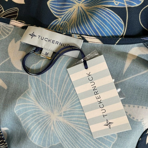 Tuckernuck M Willa Dress Midi Button Front Tiered Floral Nouveau Short Slv NWT - Picture 9 of 11